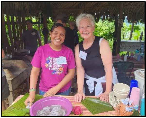 Janet Riley learns to make tamales from trip leader Tracy Tzib