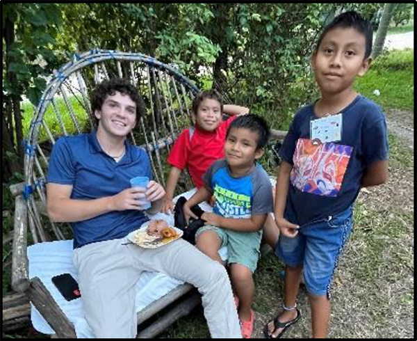 Nick Luna makes friends with children in San Antonio