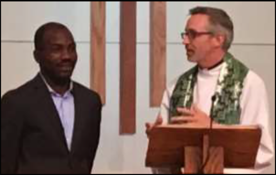 Jorel and Pastor Peter at Jorel’s last visit to St. Andrew in 2018. This year, a Zoom visit will have to do!